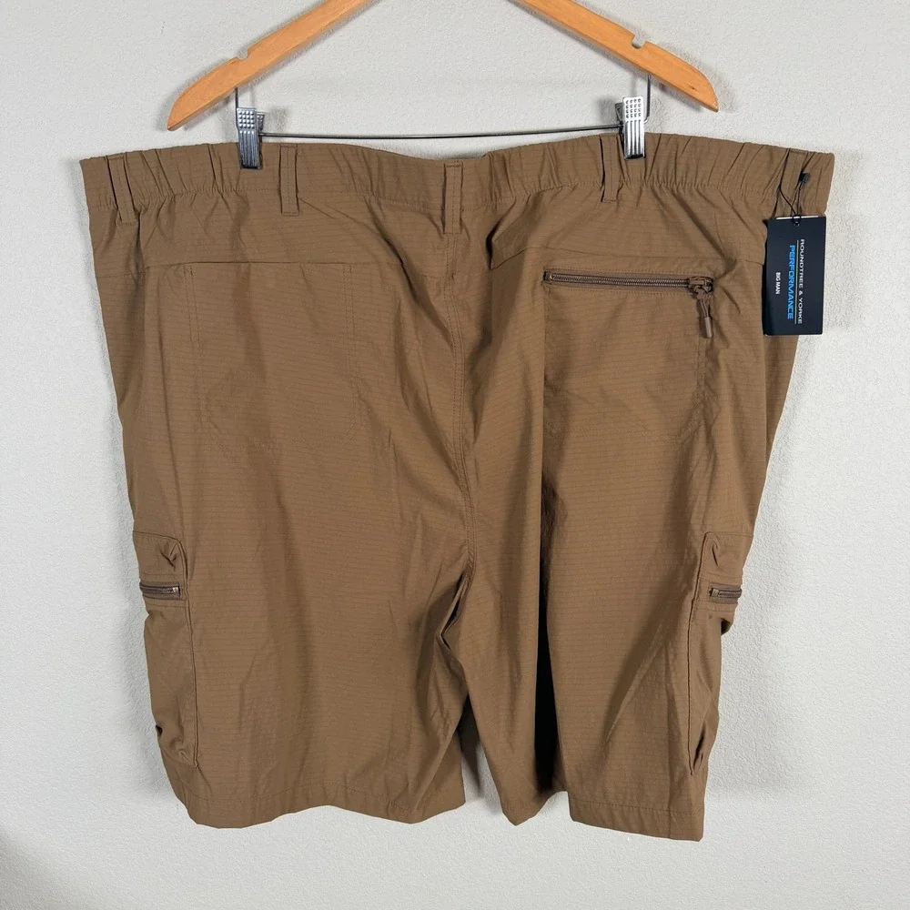 Roundtree & Yorke Performance Cargo Shorts Mens‎ 52 Brown Ripstop 9 Inseam NEW